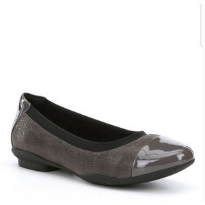 Clarks Neenah Garden Ballet Flats 8.5 NWT NEW Dark Gray Nubuck Leather Comfort